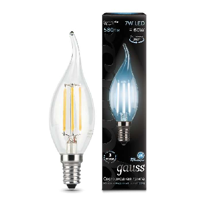 Лампа светодиодная Black Filament Свеча на ветру E14 7Вт 4100К Gauss 104801207