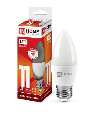 Лампа светодиодная LED-СВЕЧА-VC 11Вт 230В E27 6500К 820лм IN HOME 4690612024868