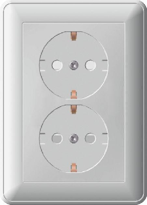 Розетка 2-м СП W59 защ. шторки с заземл. бел. SchE RS16-255-18 (РС16-255-18)