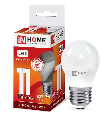 Лампа светодиодная LED-ШАР-VC 11Вт 230В E27 6500К 820лм IN HOME 4690612024943