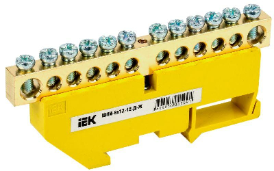 Шина PE "земля" на DIN-изол. ШНИ-8х12-12-Д-Ж ИЭК YNN10-812-12D-K05