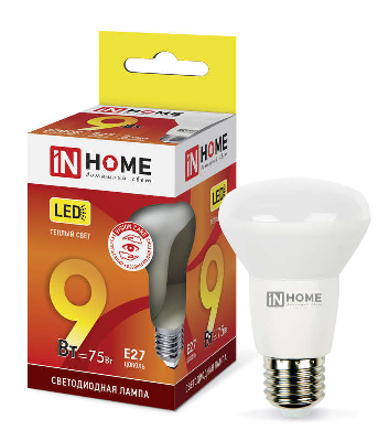 Лампа светодиодная LED-R63-VC 9Вт 230В E27 3000К 720лм IN HOME 4690612024301