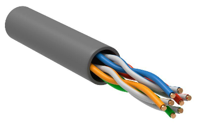 Кабель связи витая пара U/UTP (24AWG) кат.5е 4х2х0.51 ож PVC (305м) сер. (м) ITK LC1-C5E04-111
