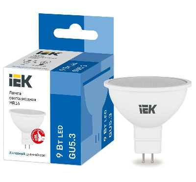 Лампа LED MR16 софит 9Вт 230В 6500К GU5.3 ИЭК LLE-MR16-9-230-65-GU5