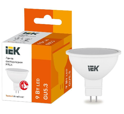 Лампа LED MR16 софит 9Вт 230В 3000К GU5.3 ИЭК LLE-MR16-9-230-30-GU5