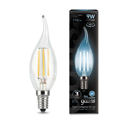 Лампа светодиодная Black Filament Свеча на ветру E14 9Вт 4100К Gauss 104801209