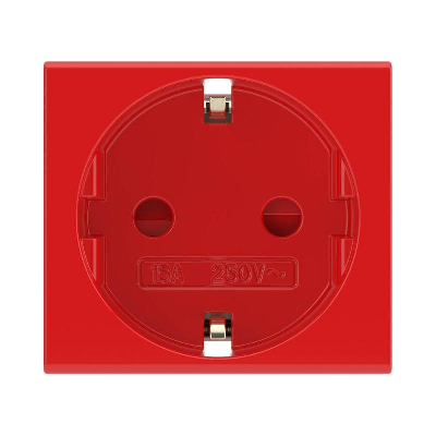 Розетка 1-м СП Viva 2мод. защ. шторки с заземл. красн. DKC 45015