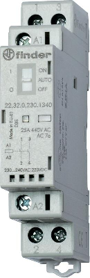 Контактор модульный 2NO 25А AgNi 230В АС/DC 17.5мм IP20 мех. индикатор FINDER 223202301320