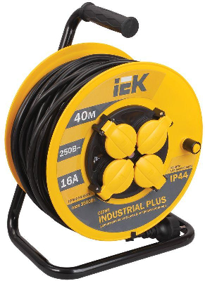 Удлинитель на катушке 4х40м с заземл. 16А IP44 УК40 "Industrial plus" с термозащ. 3х1.5 ИЭК WKP15-16-04-40-44