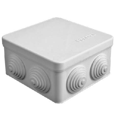 Коробка распр. ОП 105х105х56 7 выходов 4 гермоввода IP54 крышка защелкивающаяся сер. Epplast 100012