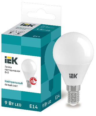 Лампа светодиодная ECO G45 9Вт шар 4000К E14 230В ИЭК LLE-G45-9-230-40-E14