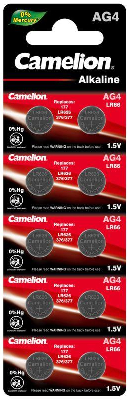Элемент питания алкалиновый "таблетка" G 4 Mercury Free AG4-BP0%Hg 377A/LR626/177 BL-10 (блист.10шт) Camelion 12812