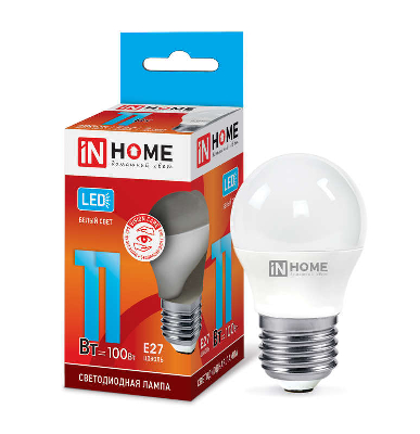 Лампа светодиодная LED-ШАР-VC 11Вт 230В E27 4000К 820Лм IN HOME 4690612020617